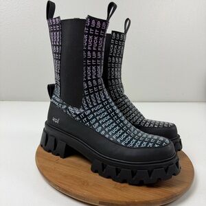 Koi Dolls Kill ‘F it up’ Black Platform Chelsea Boots